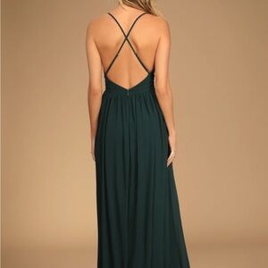 Lulus Ballroom Bliss Emerald Green Pleated Maxi Dress